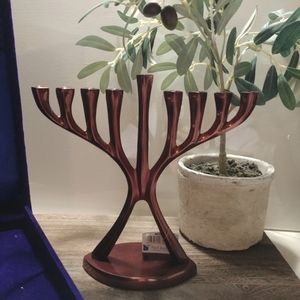 Menorah Alex Judaica Modern Copper Tone New